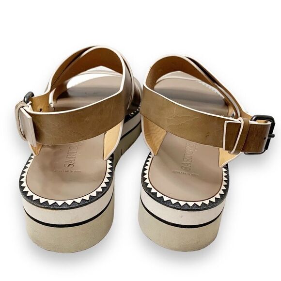 Sartore Paris Chunky Leather Flat-form Platform Taupe Sandals Women’s Size 8-8.5 - Picture 10 of 11